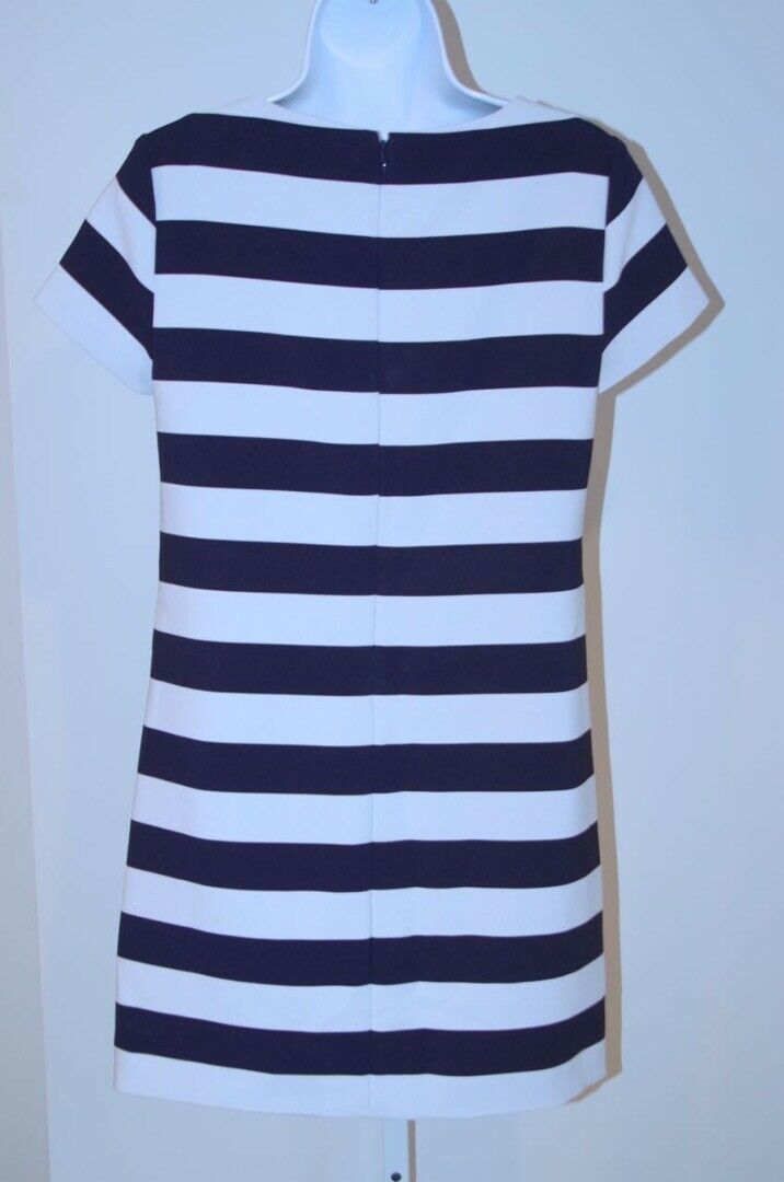 1. STATE Women's Navy White Stripe Patch Pocket Short Sleeve Shift Dress Sz S - Image 5