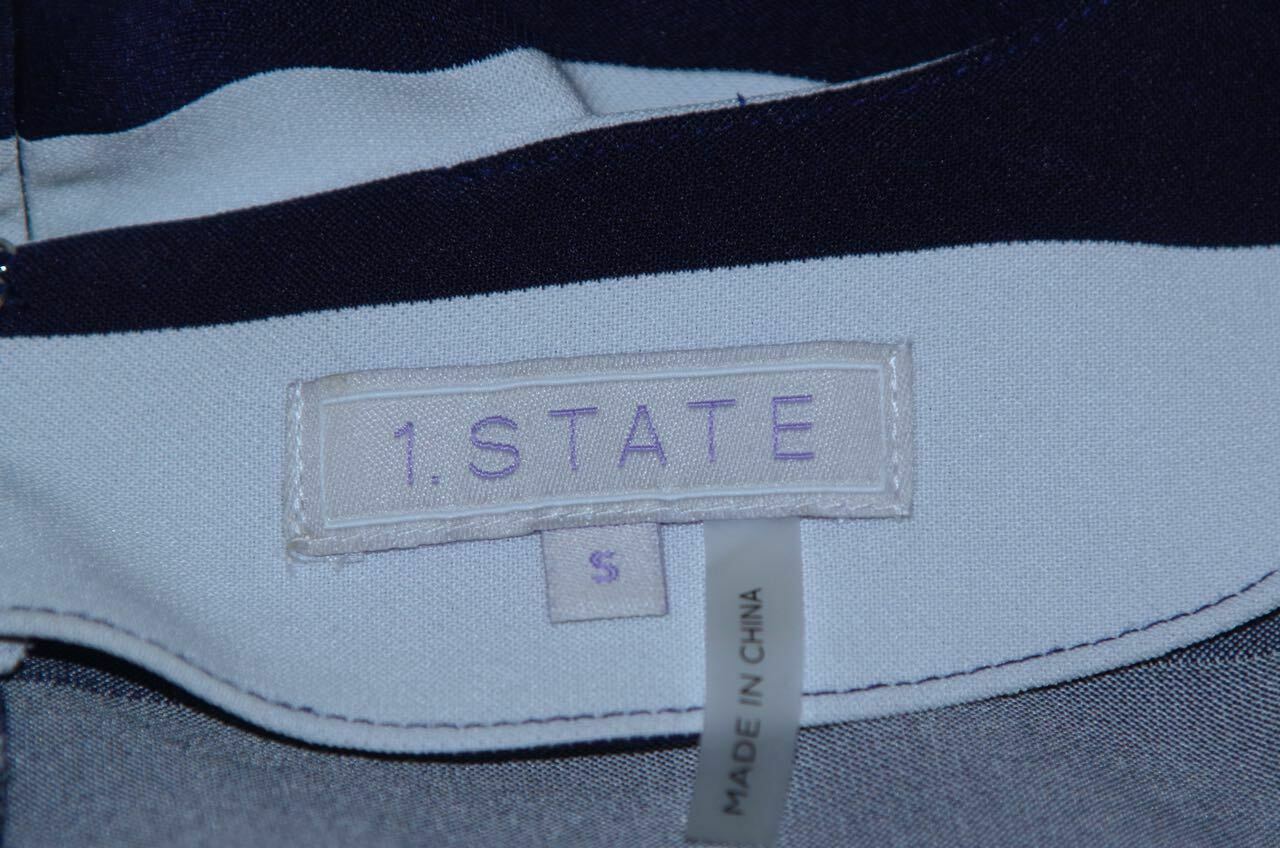 1. STATE Women's Navy White Stripe Patch Pocket Short Sleeve Shift Dress Sz S - Image 6