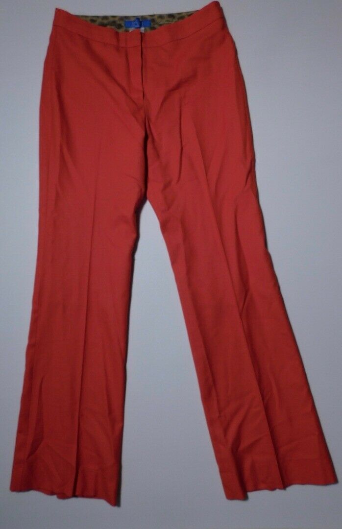 AUTHENTIC ESCADA SPORT Women's Poppy Red Wool Flat Front Wide Leg Pant Sz 36 - Image 4