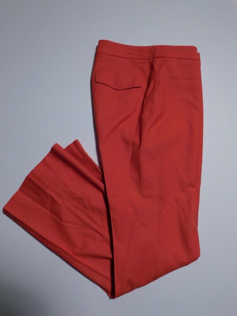 AUTHENTIC ESCADA SPORT Women's Poppy Red Wool Flat Front Wide Leg Pant Sz 36