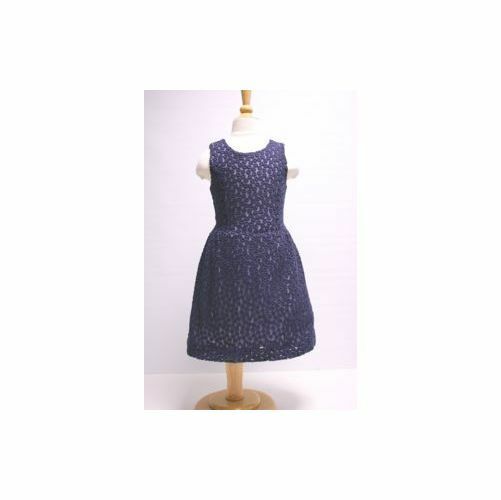 BROOKS BROTHERS Navy Blue Sleeveless Floral Tulle Dress Sz 4 - Image 3
