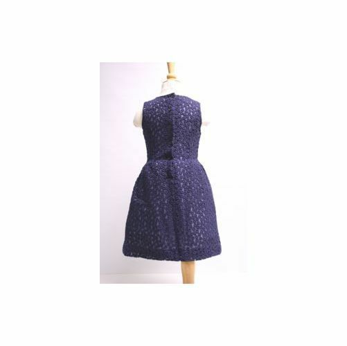 BROOKS BROTHERS Navy Blue Sleeveless Floral Tulle Dress Sz 4 - Image 4