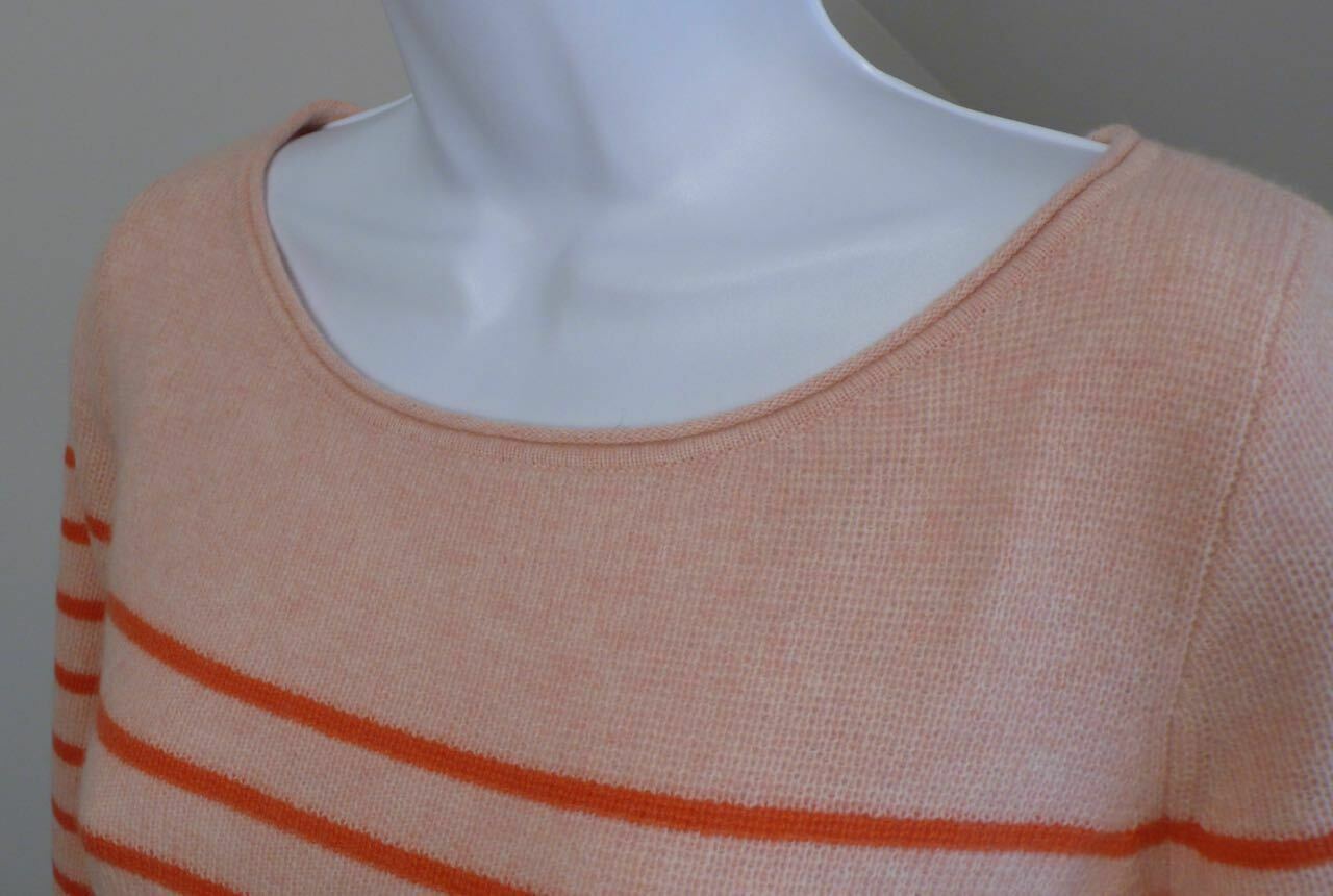 CALYPSO ST BARTH Womens Pink Coral Stripe Cashmere Scoop Neck Tunic Sweater Sz S - Image 4