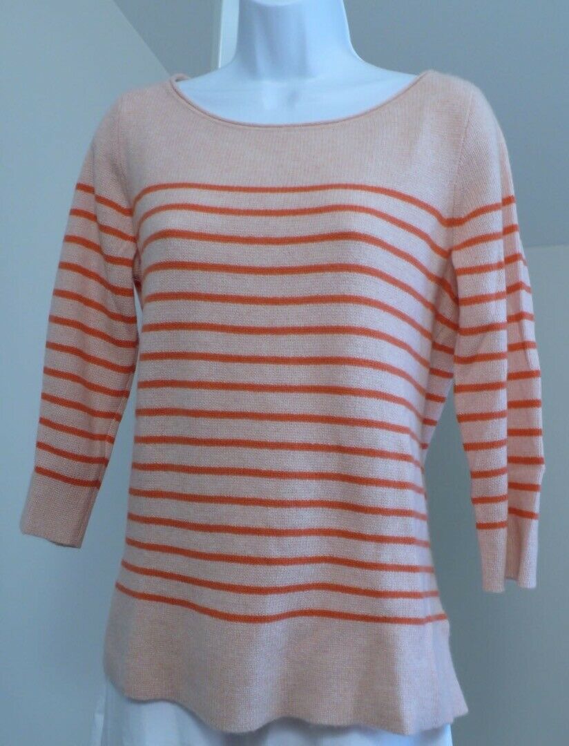 CALYPSO ST BARTH Womens Pink Coral Stripe Cashmere Scoop Neck Tunic Sweater Sz S - Image 6