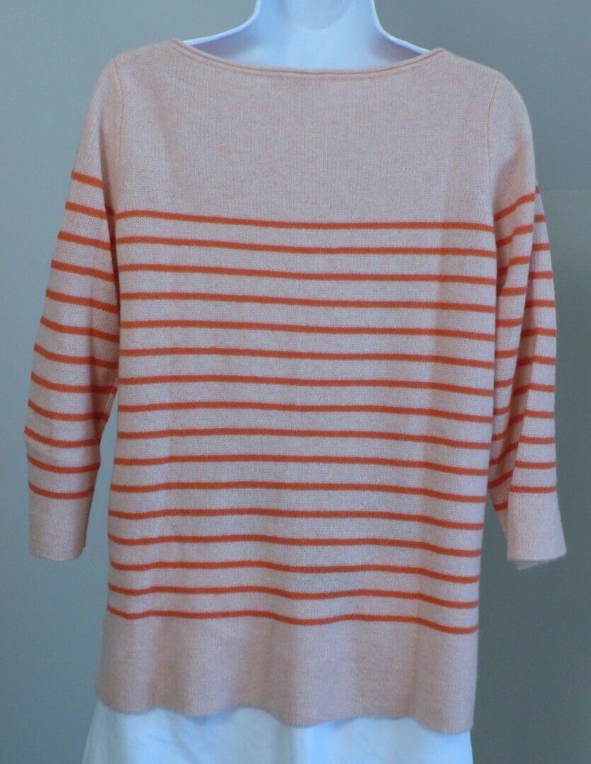 CALYPSO ST BARTH Womens Pink Coral Stripe Cashmere Scoop Neck Tunic Sweater Sz S - Image 7