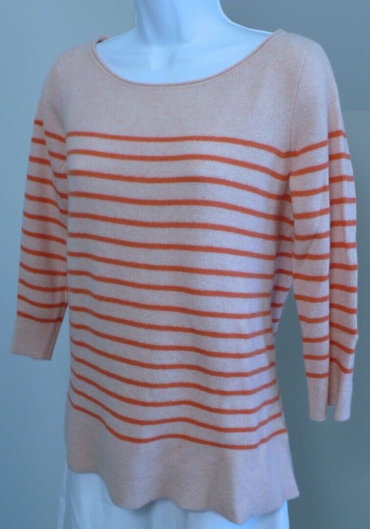 CALYPSO ST BARTH Womens Pink Coral Stripe Cashmere Scoop Neck Tunic Sweater Sz S