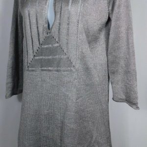 CALYPSO ST BARTH Women's Silver Metallic Knit V-Neck Tunic Sweater Sz XS