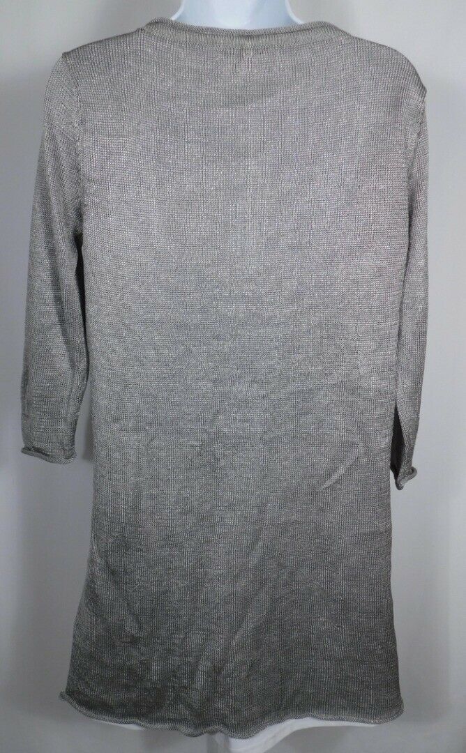 CALYPSO ST BARTH Women's Silver Metallic Knit V-Neck Tunic Sweater Sz XS - Image 6