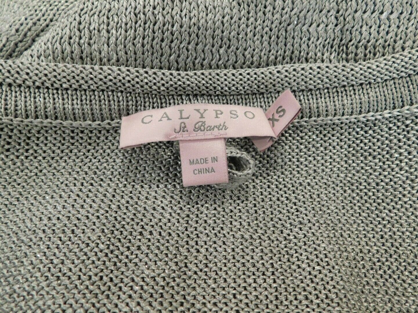 CALYPSO ST BARTH Women's Silver Metallic Knit V-Neck Tunic Sweater Sz XS - Image 7