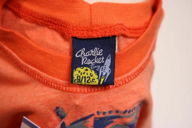 CHARLIE ROCKET NWT Boys 100% Cotton S/S Graphic T-shirt Orange Sz 9-12 - Image 8