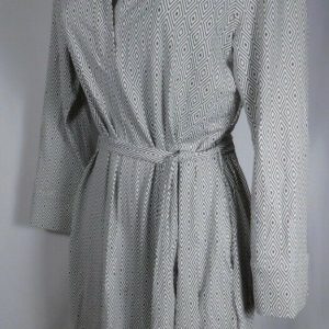 ELLIE KAI Taupe & Ivory Print 3/4 Sleeve V-Neck Self Belt Stretch Dress Sz 6