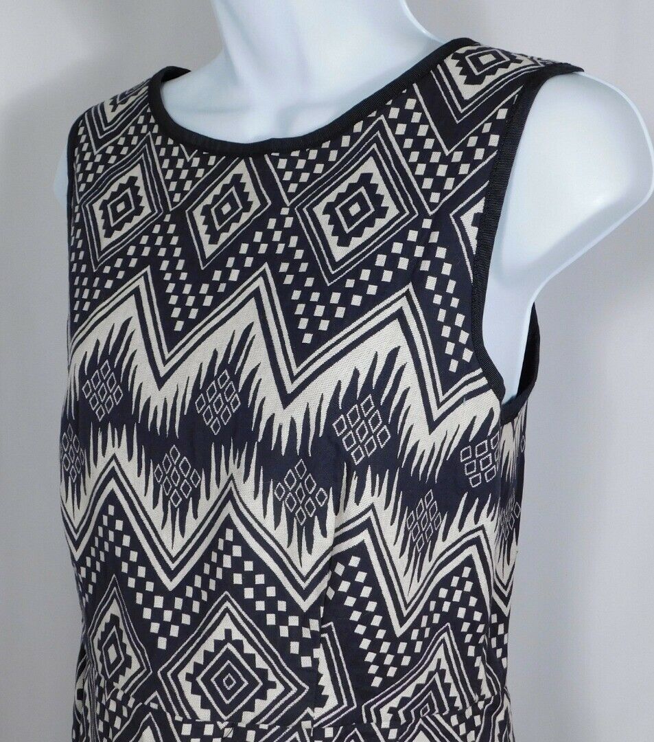 J CREW Women's Beige & Black Geometric Print Sleeveless Shift Dress Sz 10 - Image 4