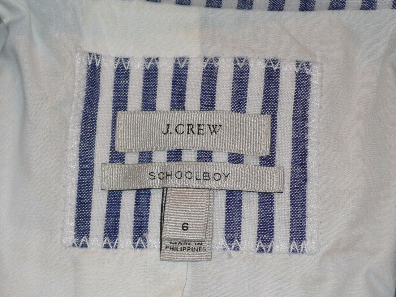 J CREW Womens Blue White Stripe Linen Gold Buttons "Schoolboy" Jacket Blazer Sz6 - Image 6