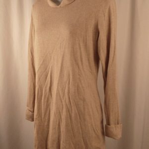 J MCLAUGHLIN Tan Cotton Blend Long Sleeve Thin Knit W Collar & Cuff Sweater Sz S
