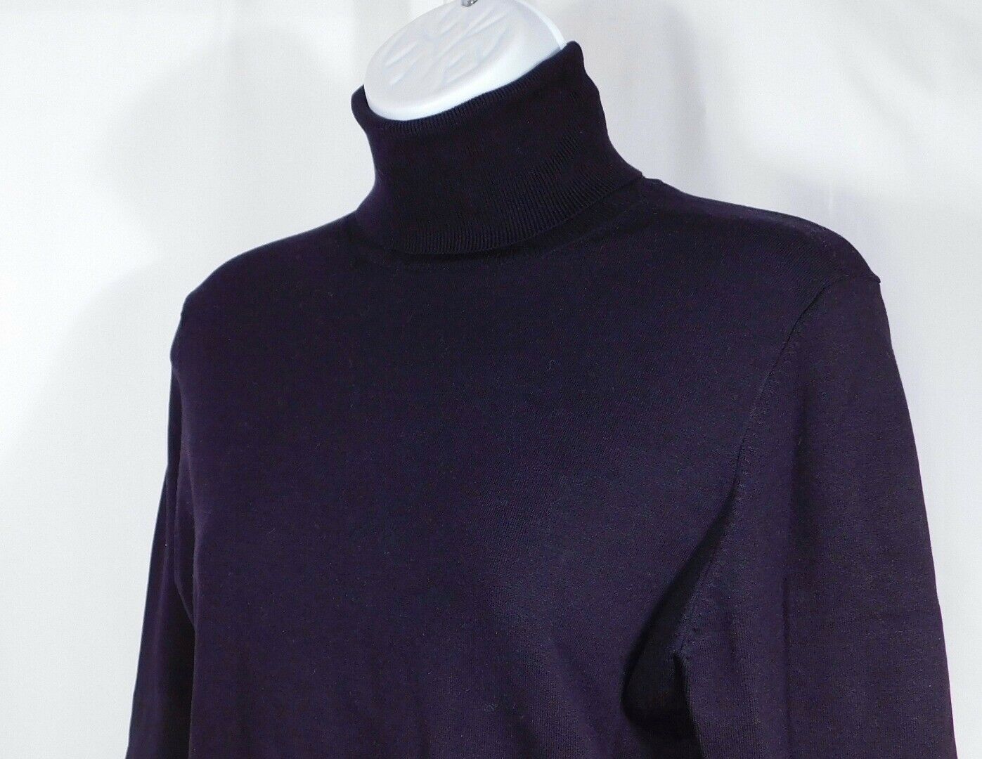 KORS MICHAEL KORS Women's Black Thin Knit Silk Turtleneck Sweater Sz M - Image 4