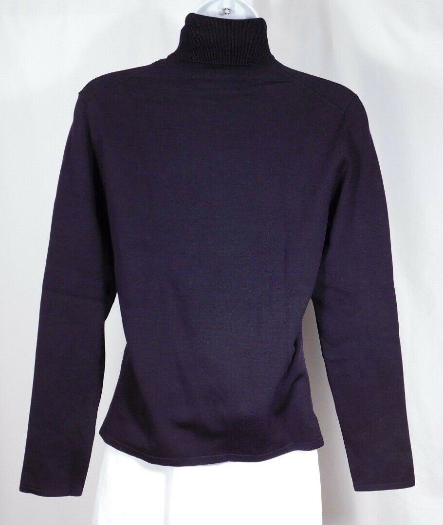 KORS MICHAEL KORS Women's Black Thin Knit Silk Turtleneck Sweater Sz M - Image 5