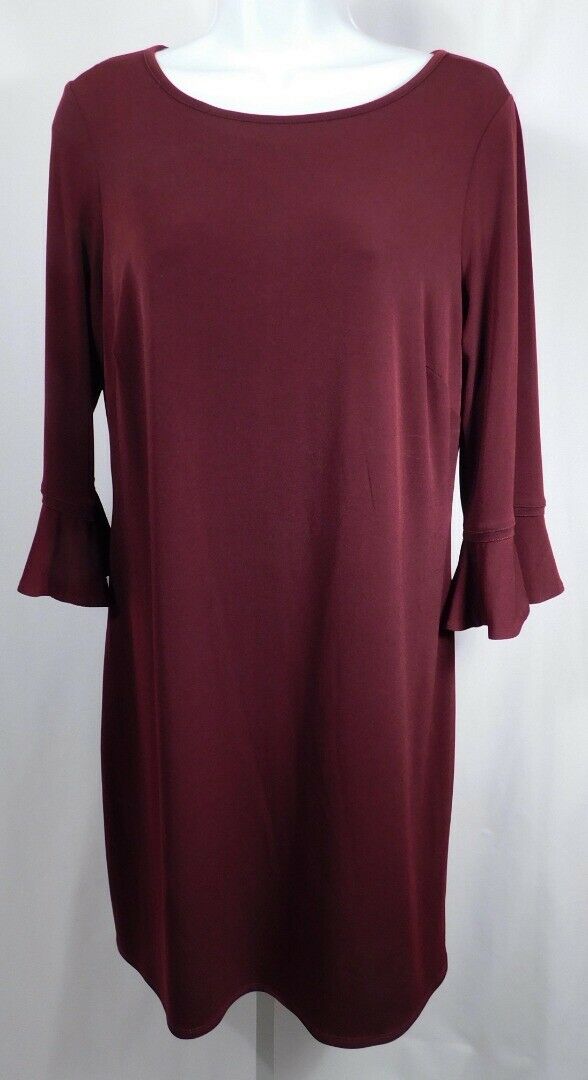 LAUNDRY BY SHELLI SEGAL NWT Burgundy 3/4 Sleeve "Zoie" Jersey Dress Sz MP - Image 3