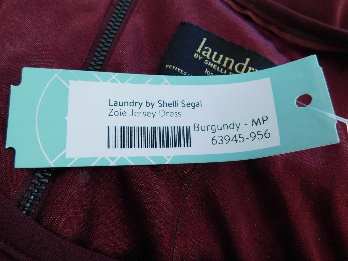 LAUNDRY BY SHELLI SEGAL NWT Burgundy 3/4 Sleeve "Zoie" Jersey Dress Sz MP - Image 9