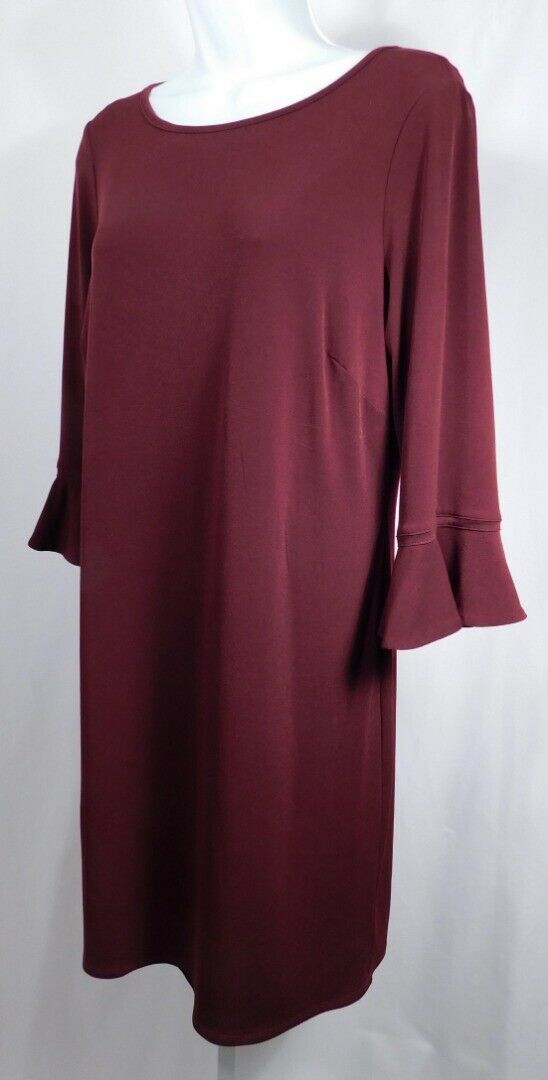 LAUNDRY BY SHELLI SEGAL NWT Burgundy 3/4 Sleeve "Zoie" Jersey Dress Sz MP