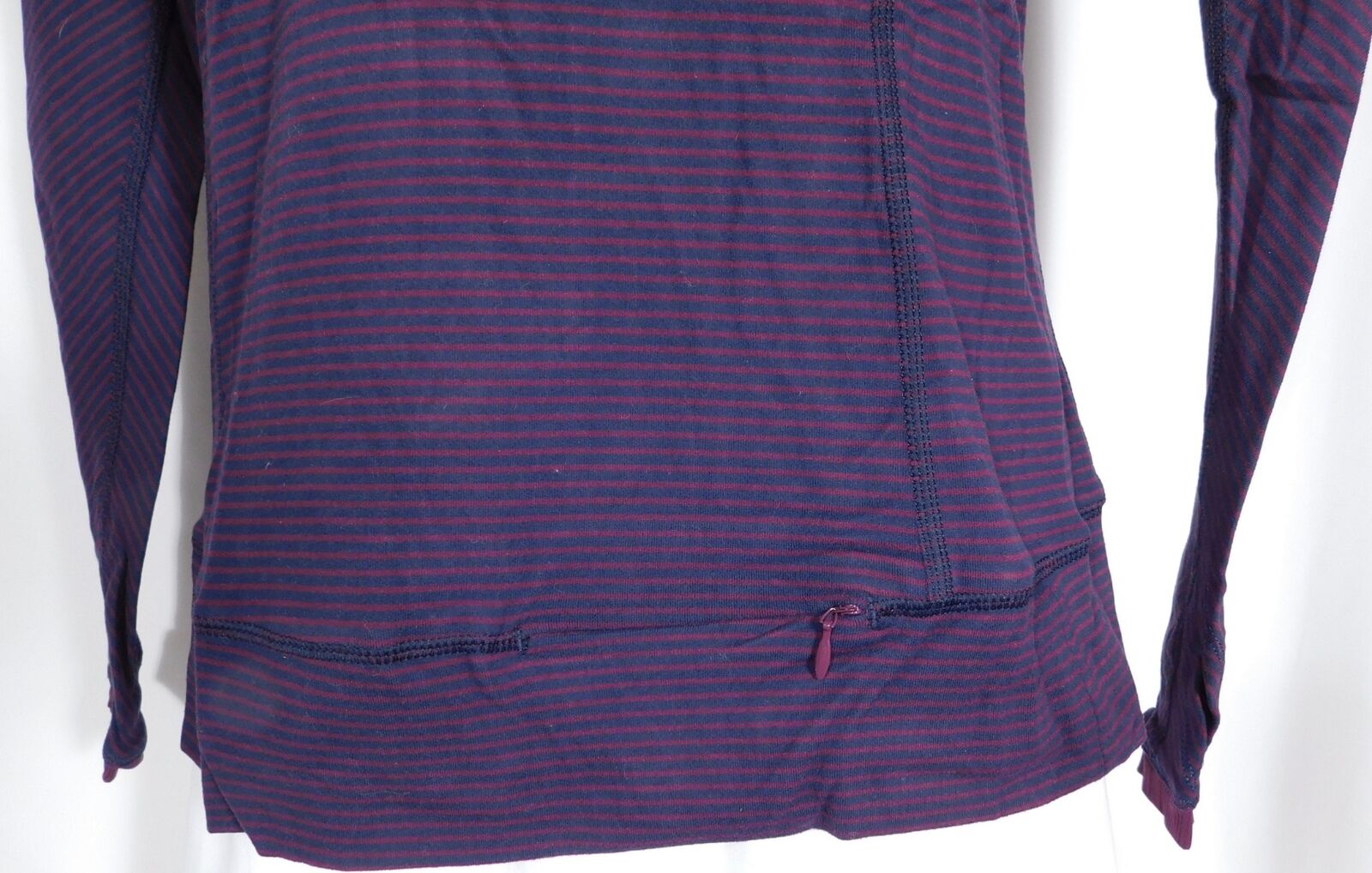 LULULEMON Women's Plum Hyper Stripe Full Tilt Long Sleeve Top Sz S - Image 4