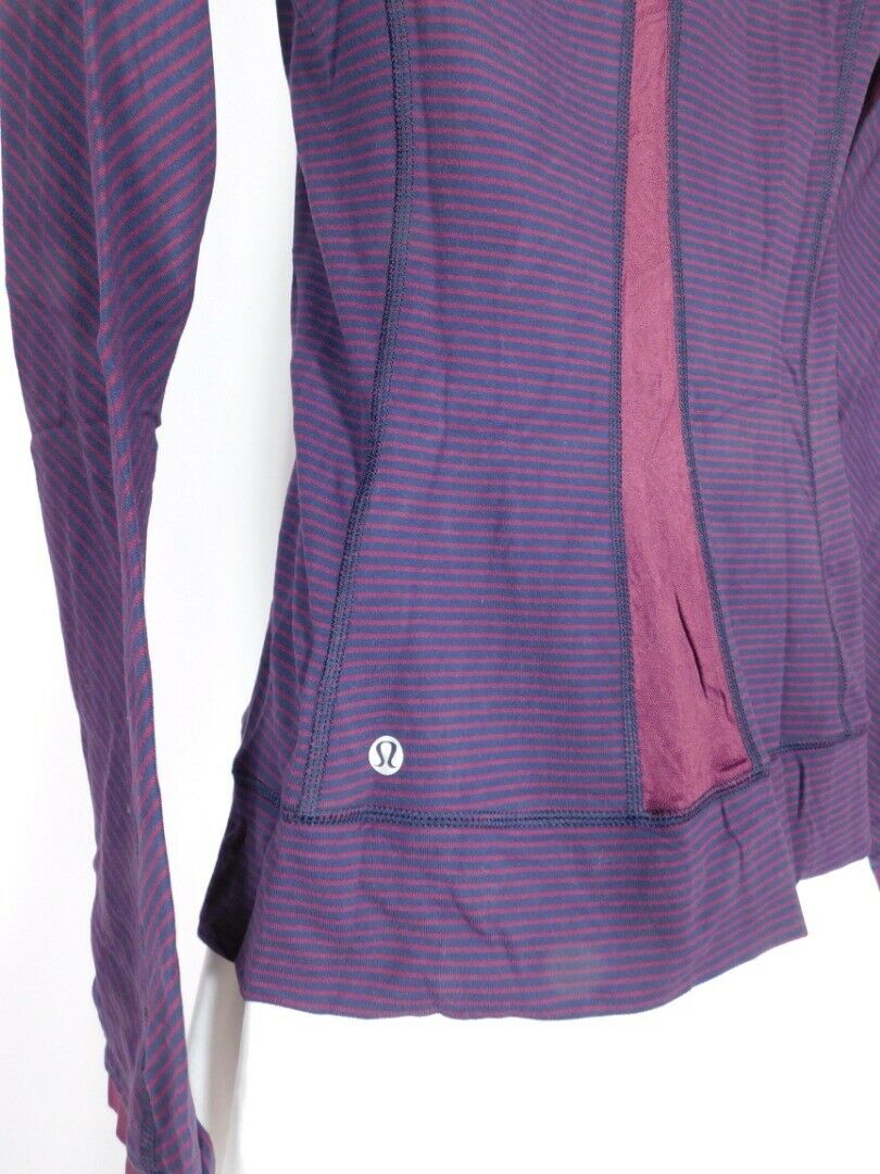 LULULEMON Women's Plum Hyper Stripe Full Tilt Long Sleeve Top Sz S - Image 6