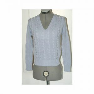 Leggiadro polished cotton vneck sweater in cornflower blue size large