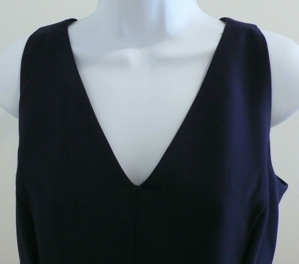 MILLY Midnight Blue W Black Contrast At Waist Sleeveless Shift Dress Sz 6 - Image 4