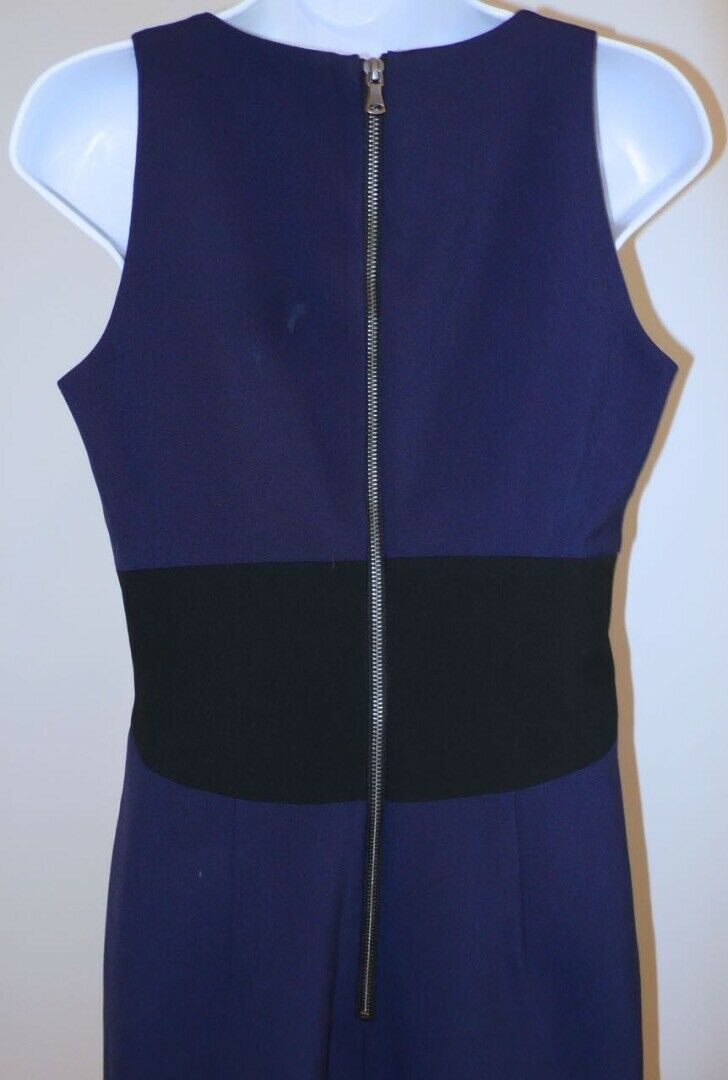 MILLY Midnight Blue W Black Contrast At Waist Sleeveless Shift Dress Sz 6 - Image 8