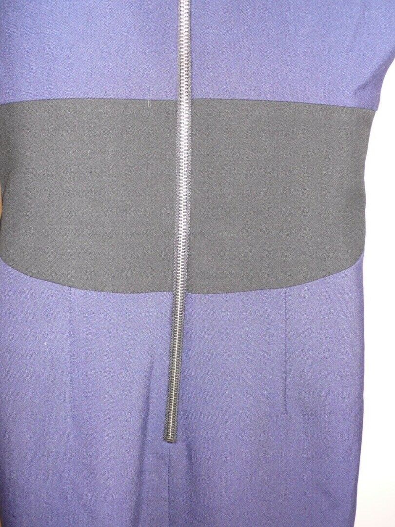 MILLY Midnight Blue W Black Contrast At Waist Sleeveless Shift Dress Sz 6 - Image 10