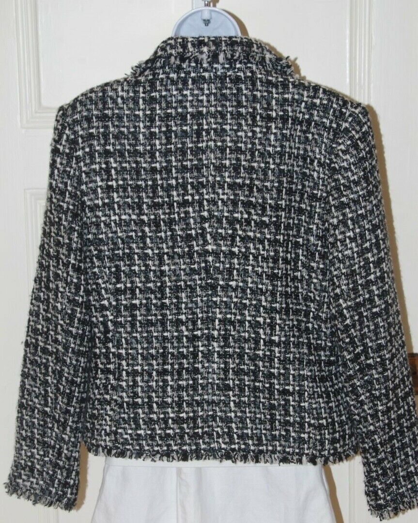 OUTFIT JPR Women's Black Gray White Boucle Blazer Jacket Sz 8 - Image 5