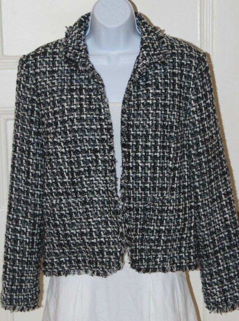 OUTFIT JPR Women's Black Gray White Boucle Blazer Jacket Sz 8