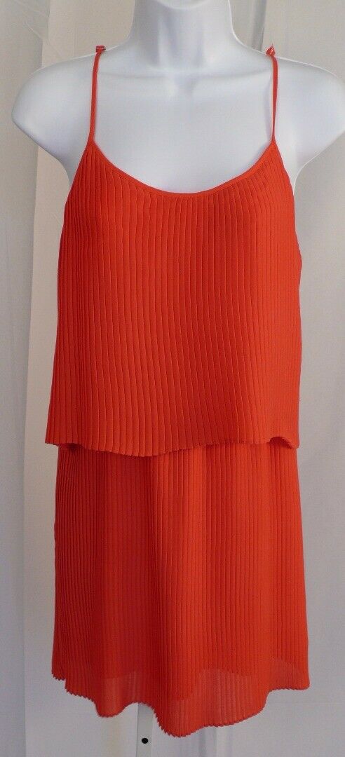 PARKER Women's Poppy Red Accordion Pleat Spaghetti Strap Dress Sz S - Image 3
