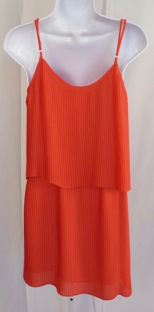 PARKER Women's Poppy Red Accordion Pleat Spaghetti Strap Dress Sz S - Image 4