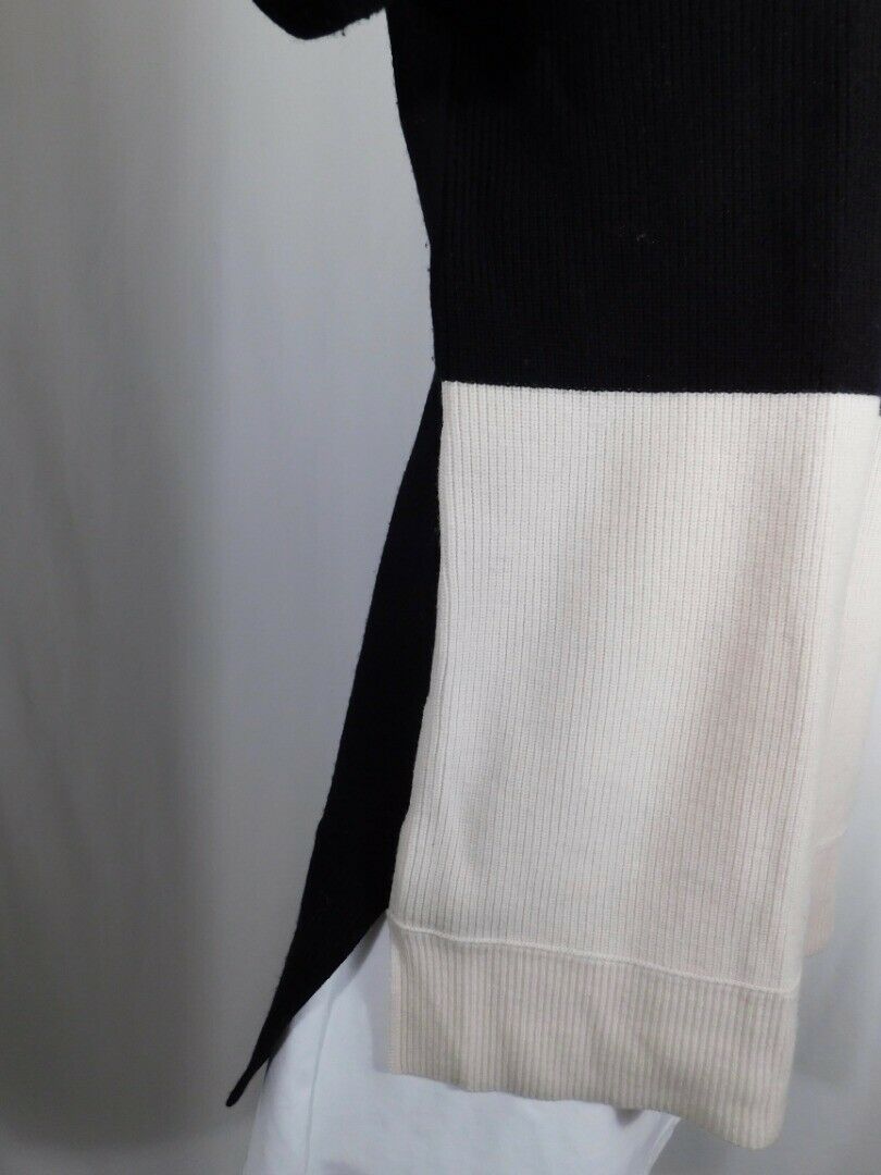 RAG & BONE JEAN Women's Black & Ivory Ribbed Soft Wool Scoop Neck Sweater Sz M - Image 4