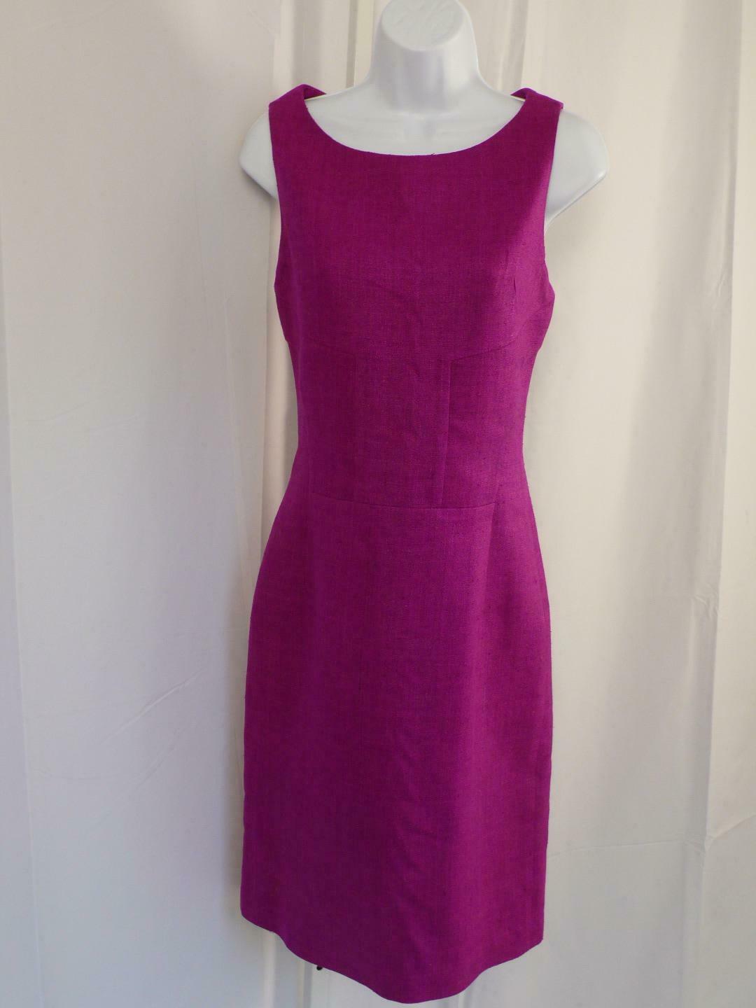 ROLANDO SANTANA Fuchsia Pink Sleeveless Woven Silk Back Zip Shift Dress Sz 8 - Image 3