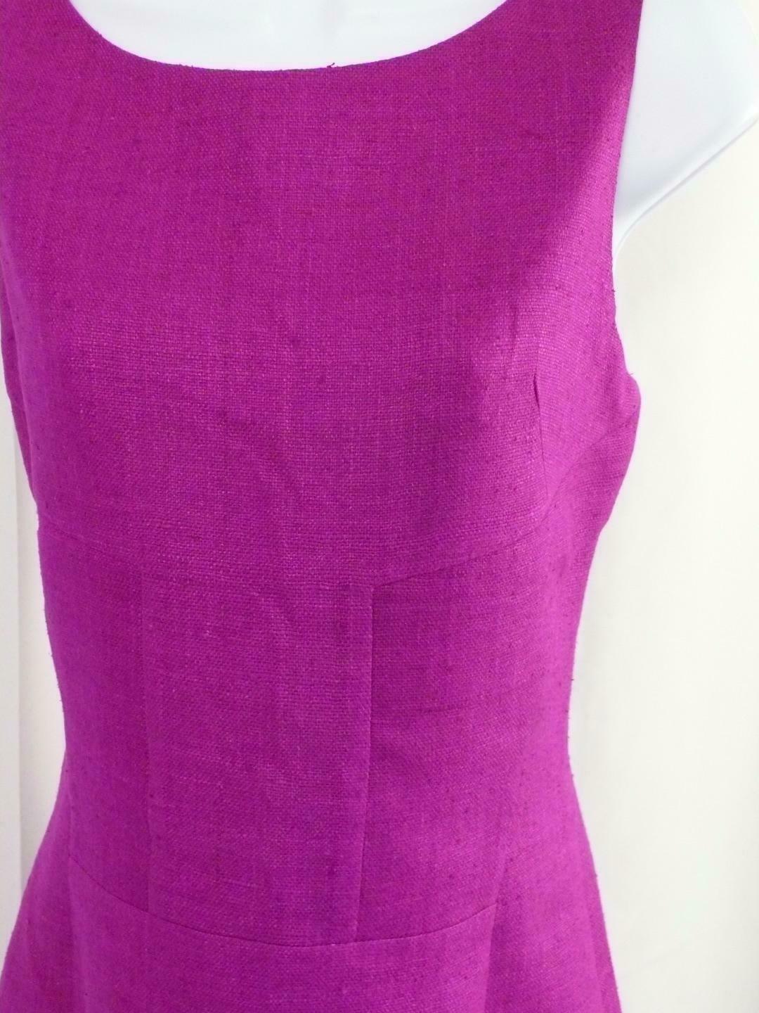 ROLANDO SANTANA Fuchsia Pink Sleeveless Woven Silk Back Zip Shift Dress Sz 8 - Image 4