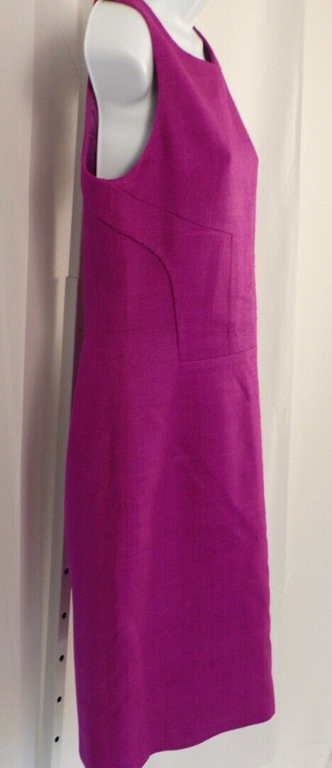 ROLANDO SANTANA Fuchsia Pink Sleeveless Woven Silk Back Zip Shift Dress Sz 8 - Image 6
