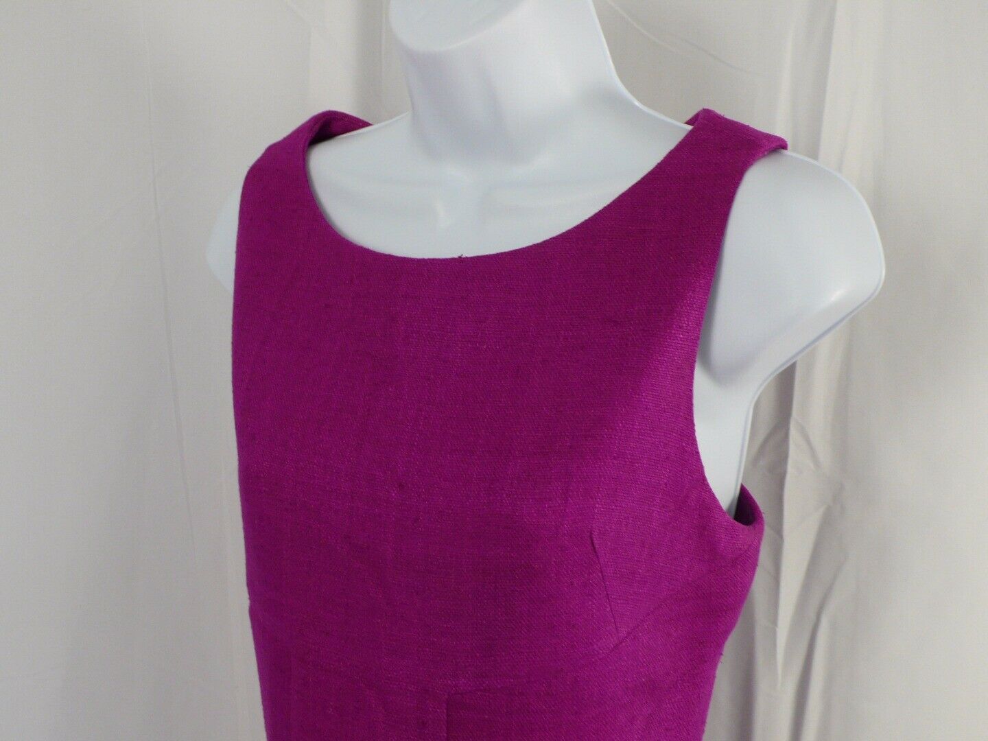 ROLANDO SANTANA Fuchsia Pink Sleeveless Woven Silk Back Zip Shift Dress Sz 8 - Image 7