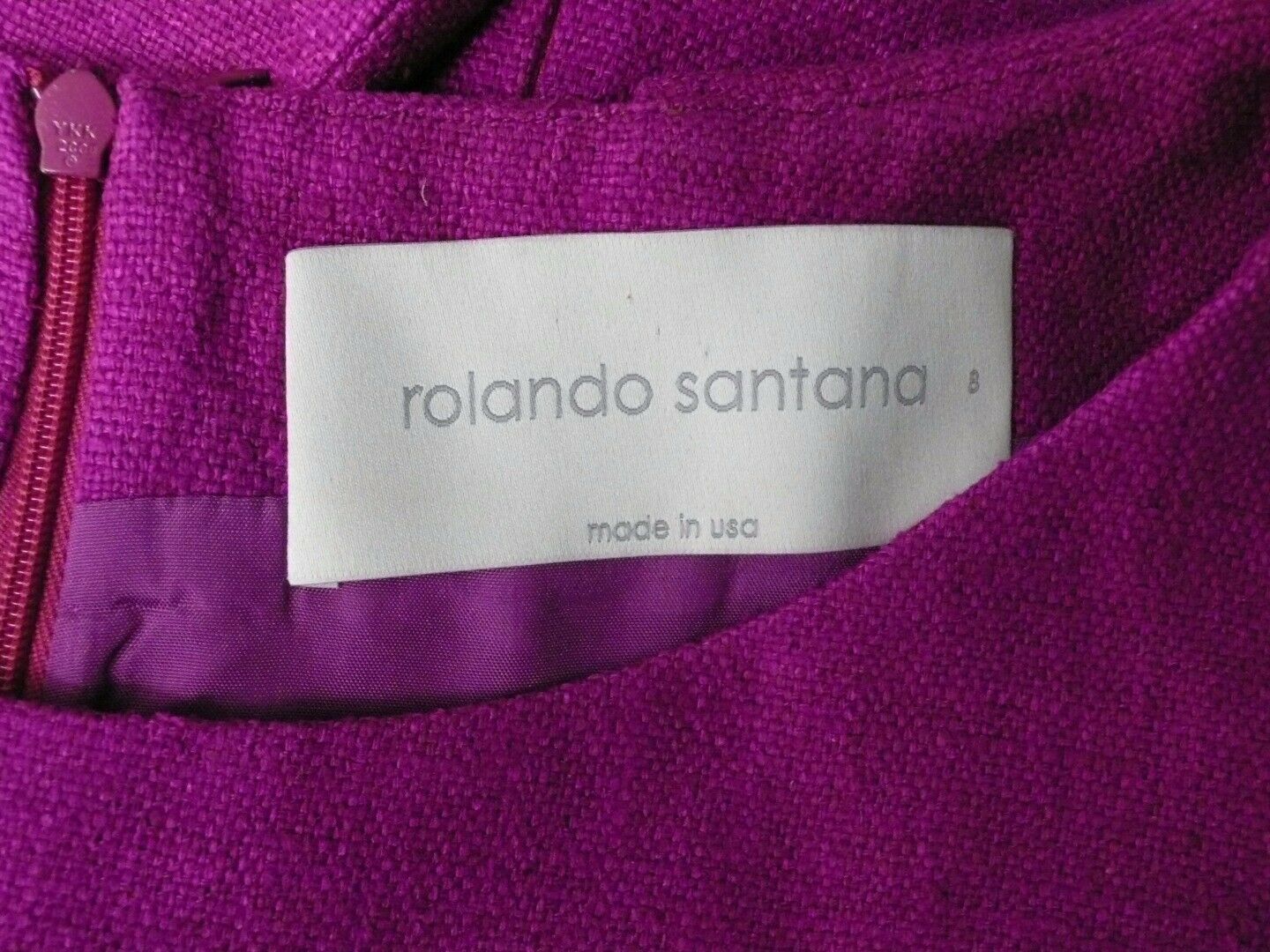 ROLANDO SANTANA Fuchsia Pink Sleeveless Woven Silk Back Zip Shift Dress Sz 8 - Image 10