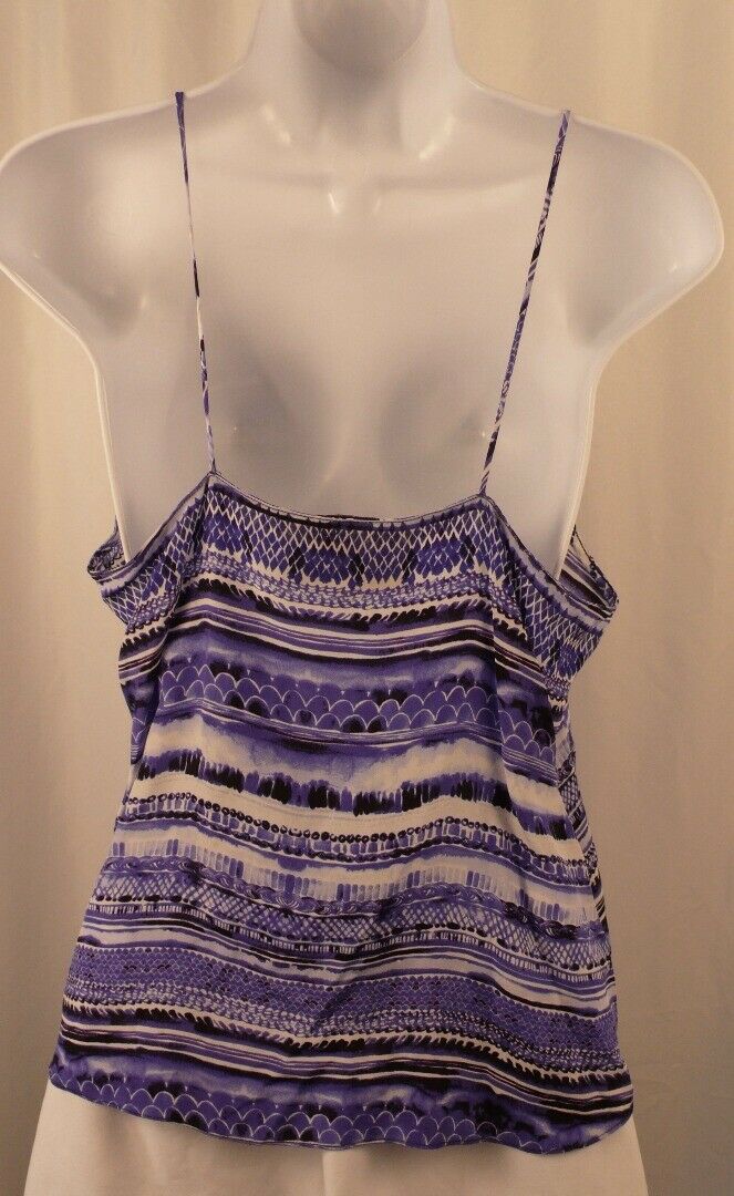 RORY BECCA Women's Blue & White Silk Sleeveless Cami Blouse Sz S - Image 5