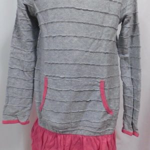 SPLENDID Girls Gray W Fuchsia Pink Trim Long Sleeve Hooded Dress Sz 5/6