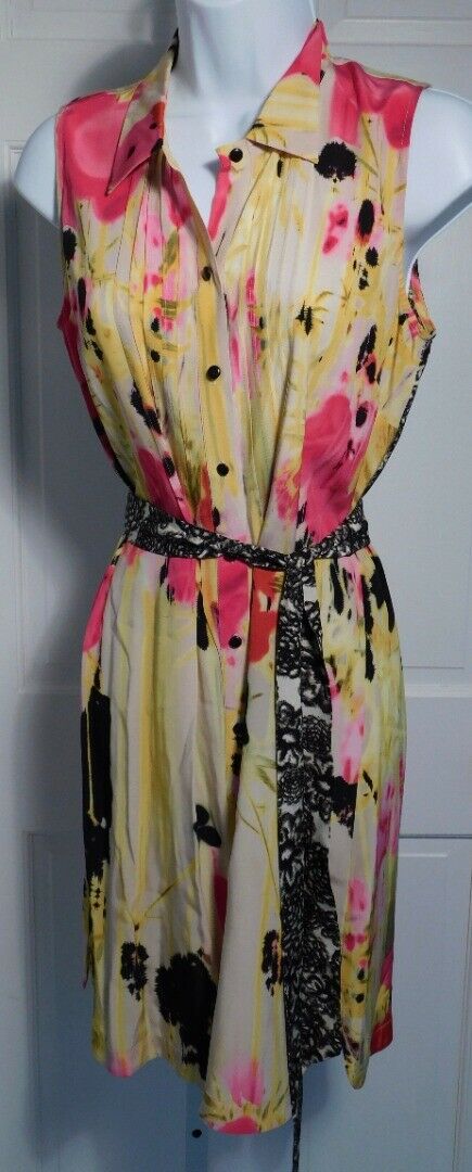 TABITHA BY ANTHROPOLOGIE Women's Multi Floral Print Sleeveless Silk Dress Sz 4 - Image 3