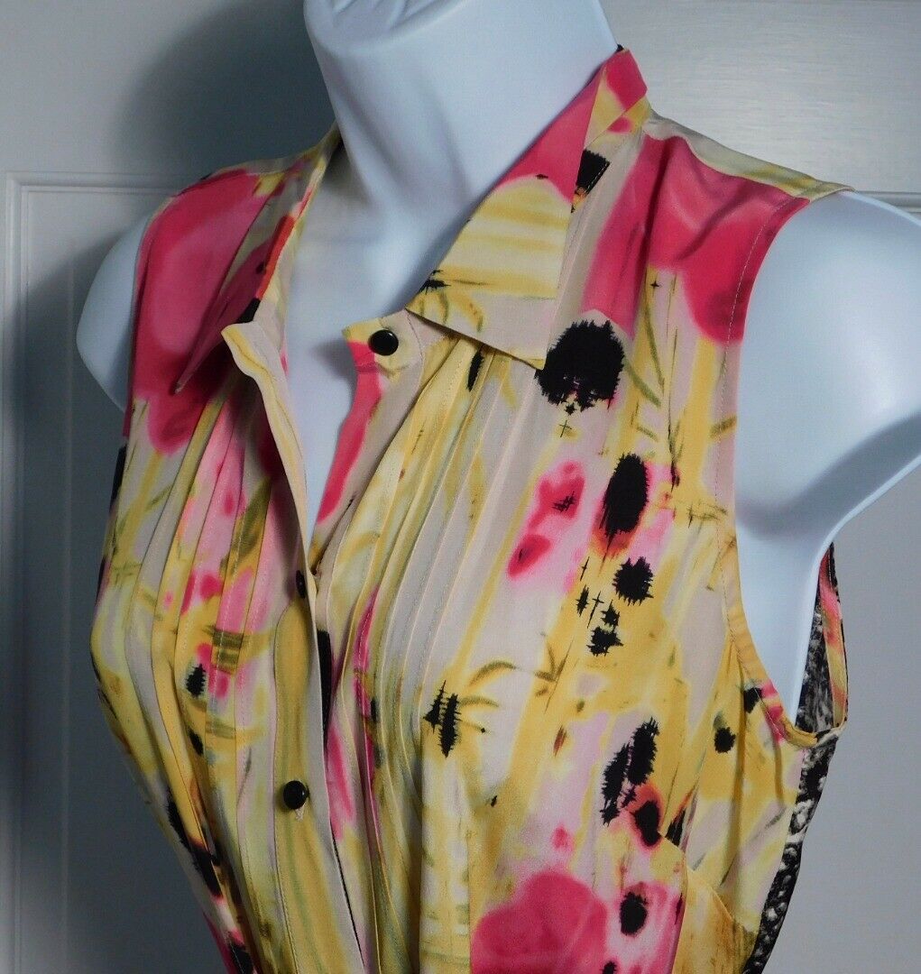 TABITHA BY ANTHROPOLOGIE Women's Multi Floral Print Sleeveless Silk Dress Sz 4 - Image 4
