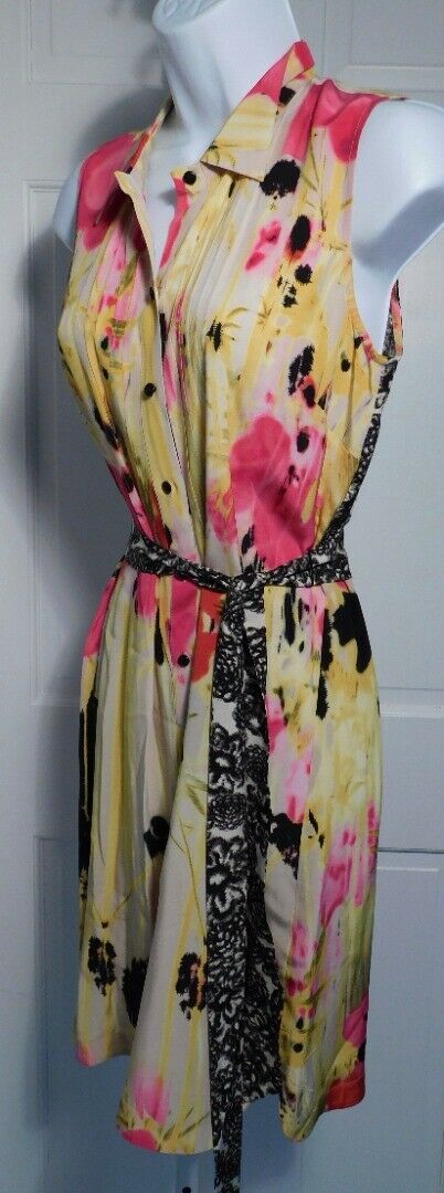 TABITHA BY ANTHROPOLOGIE Women's Multi Floral Print Sleeveless Silk Dress Sz 4
