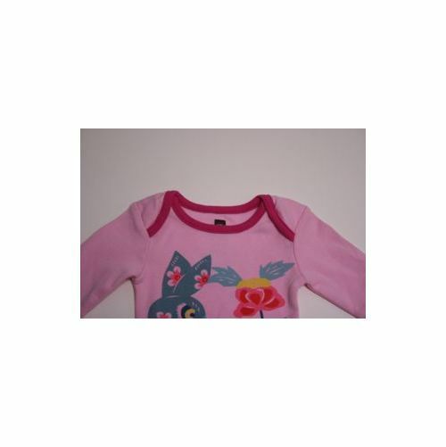 TEA NWT "Eastern Pop Baby Outfit" LS Pink T Shirt & Floral Teal Pant Sz 0-3mo - Image 5