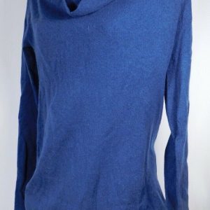 WHITE + WARREN Women's Blue Cashmere Roll Neck Sweater Sz S