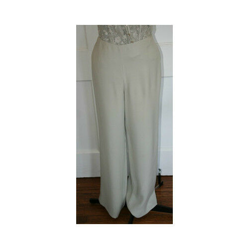 WORTH Glacier Green Silk Flat Front Women's Pant Sz 8