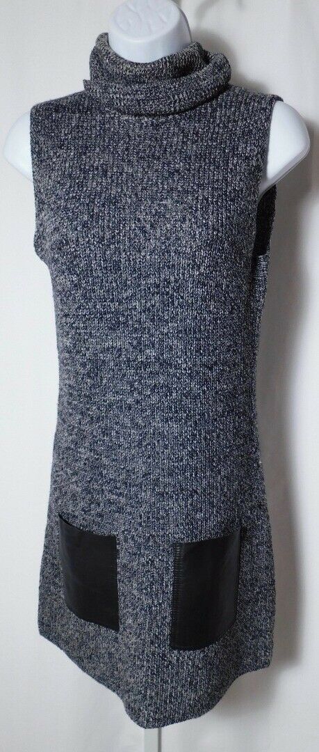 WORTH NEW YORK Women's Black White Marled Sleeveless Turtleneck JumperDress Sz S - Image 2