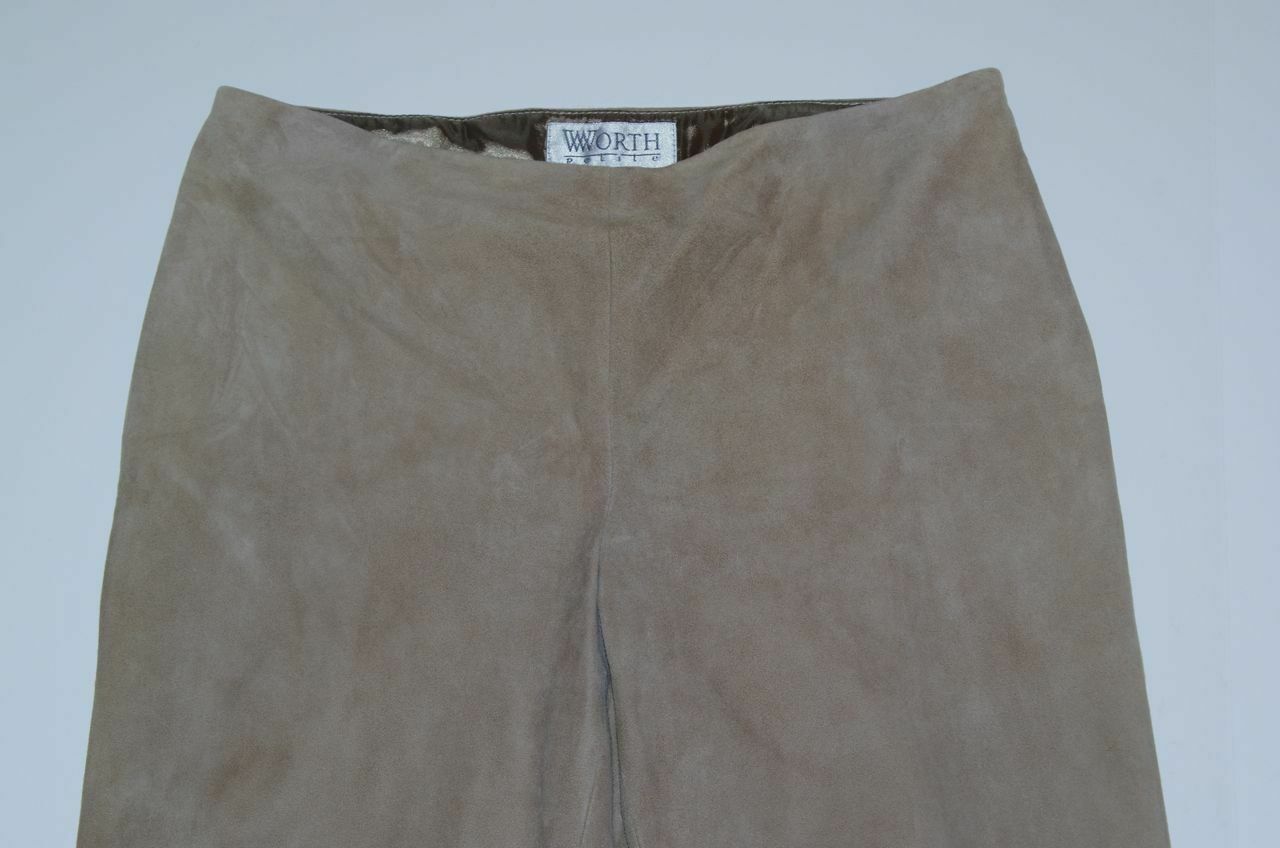 WORTH Women's Tan Leather Suede Pant SZ 6p - Image 3