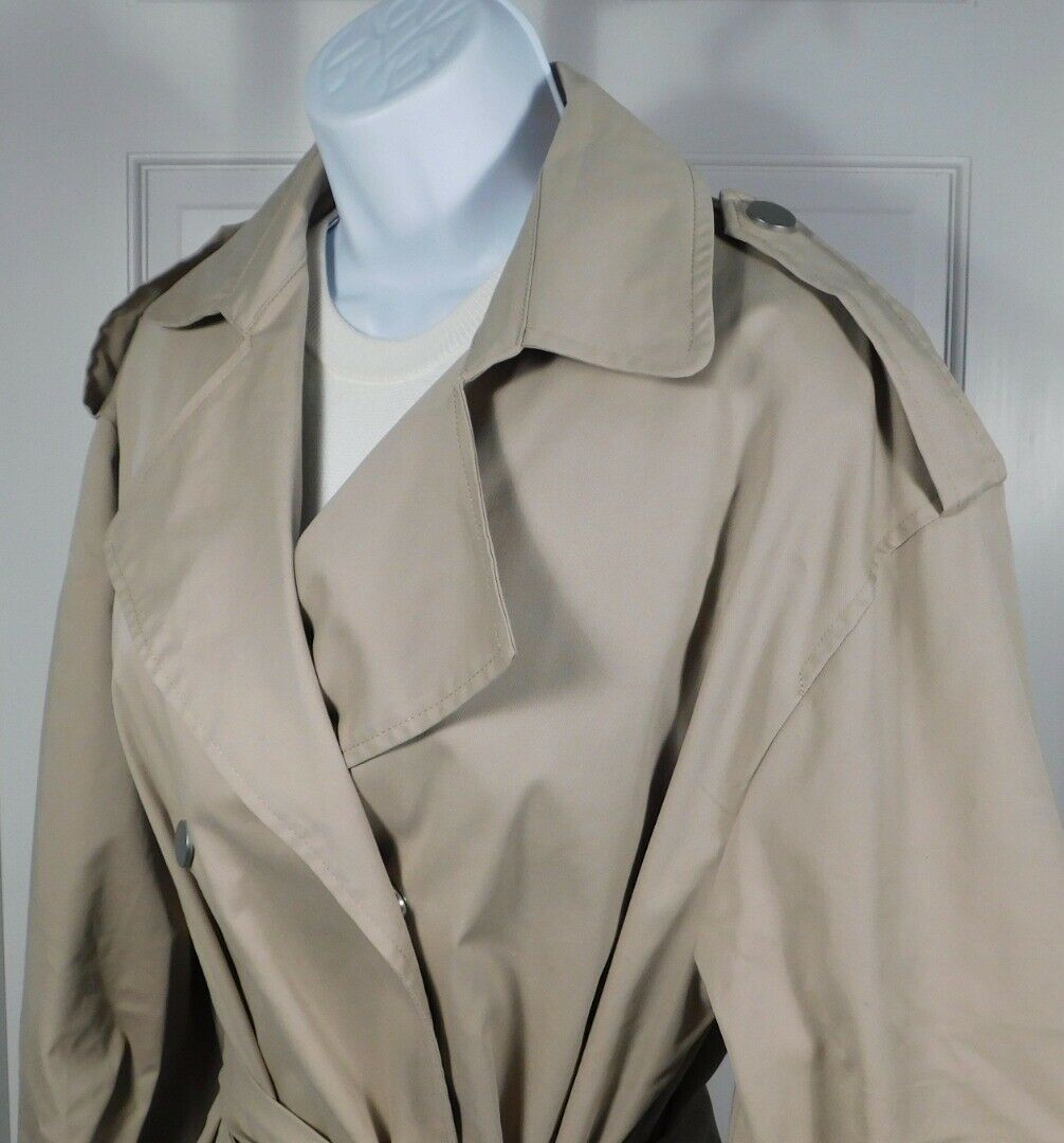 ZARA Women's Sand Cotton Blend Elastic Cuffs Snap Front Trench Coat Jacket Sz S - Image 5